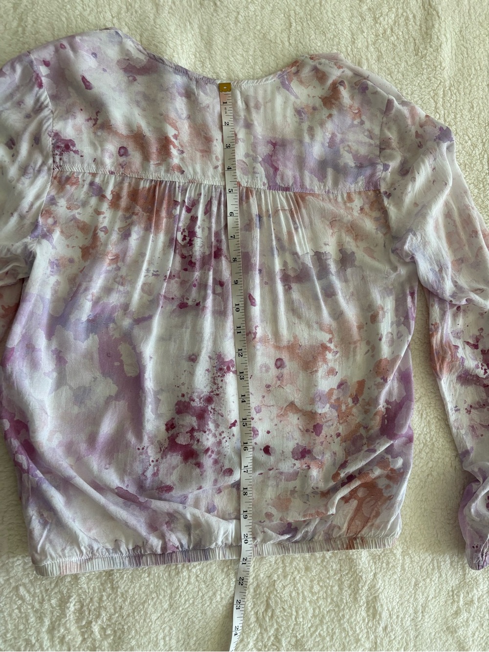 Anthropologie Cloth & Stone Tie-Dye Blouse Purple Pink Boho Size M - Picture 10 of 13